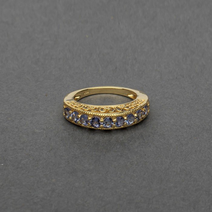Gold Plated Sterling Silver Ring With Tanzanite Stone